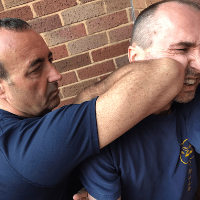 Sifu Rawcliffe demonstrating an elbow strike