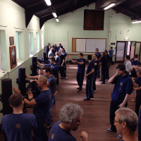 Hall Green class training on Wooden Dummys (Mook Yan Jong)