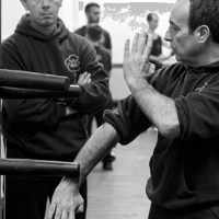 Sifu teaching the Wooden Dummy form (Mook Yan Jong)